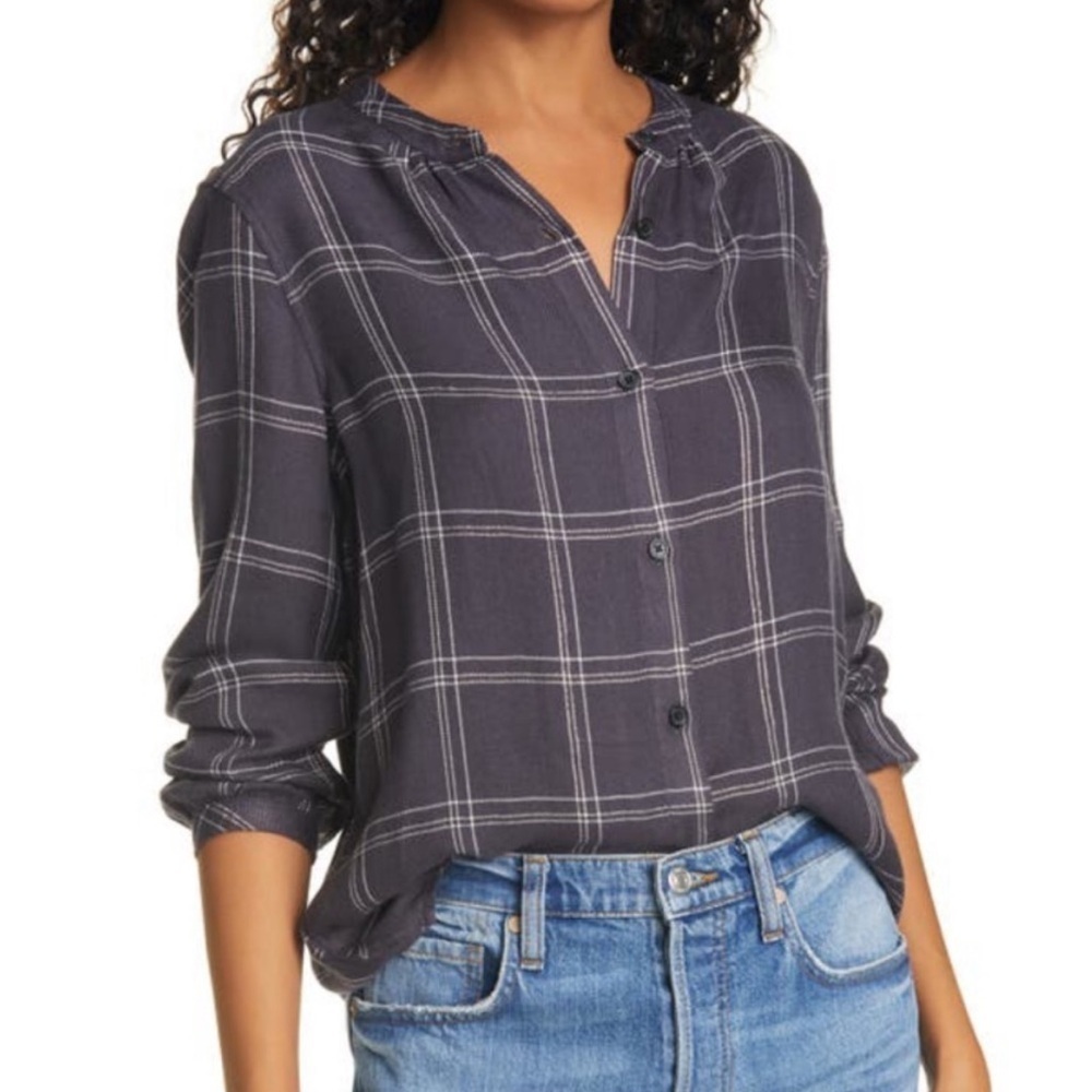 RAILS Metallic Checker Eloise Shirt Midnight White Powder